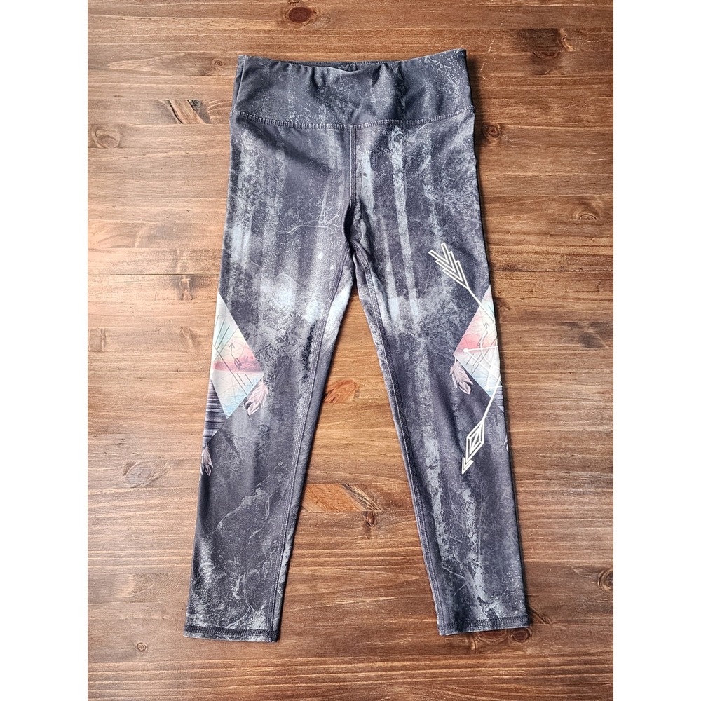 Evolution & Creation Active Women XS Leggings Gray Acid Wash Boho Geometric